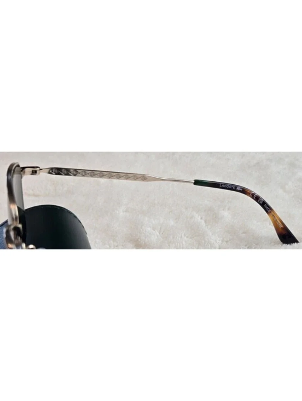 NEW Lacoste L277S Gold Metal Sunglasses Green Lens 55-19-145 100% UV Protection